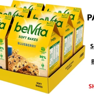 Belvita Breakfast Biscuits Soft Bakes Filled Blueberry 250g (Bulk Box of 6) OFFICIAL