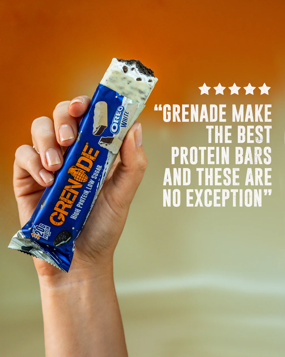 Grenade OREO White High Protein, Low Sugar Bars, 12 x 60 g – 21 g Protein per Snack Bar with Crunchy OREO Pieces & White Chocolate Coating - Image 6